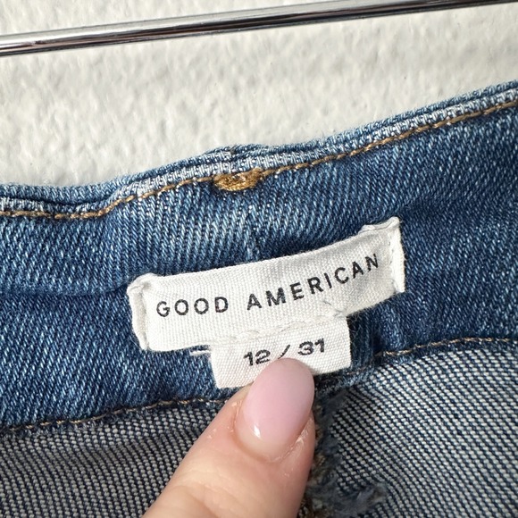 GOOD AMERICAN Good Legs Crop Mini Bootcut Jeans In Blue811 women's size 10/31 - Picture 8 of 14